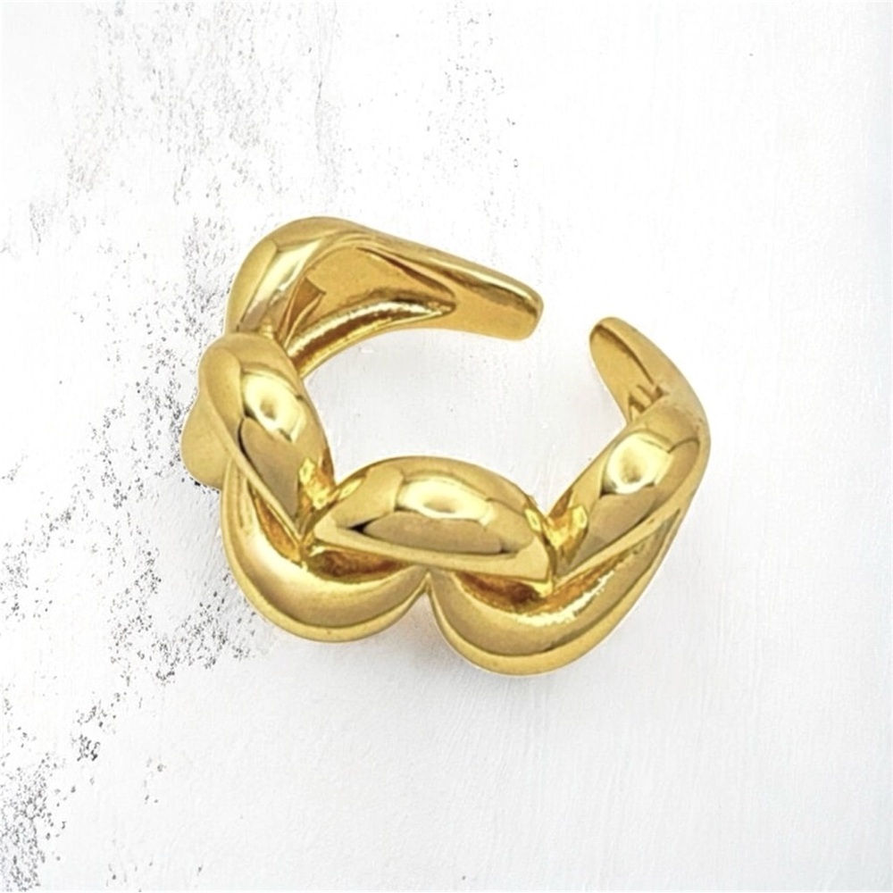 Gold Chain Link Open Ring | 14k Gold Tone | Modern Design